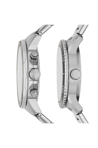 Coffret 2 montres à quartz en acier Bannon - Argenté