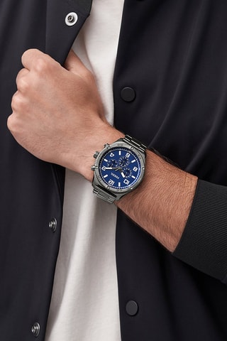 Montre à quartz en acier - Anthracite et bleu marine