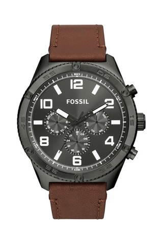 Montre à quartz en cuir - Marron et anthracite