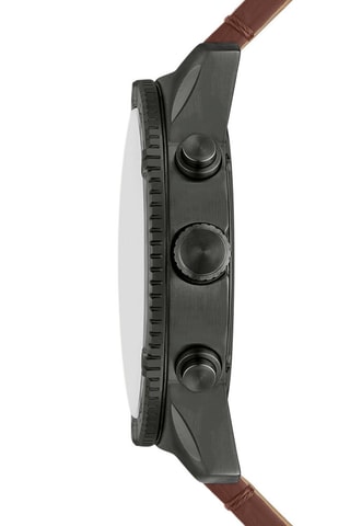 Montre à quartz en cuir - Marron et anthracite