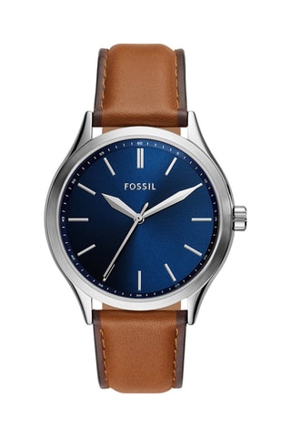 Montre à quartz en cuir - Marron et argenté