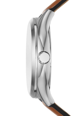 Montre à quartz en cuir - Marron et argenté