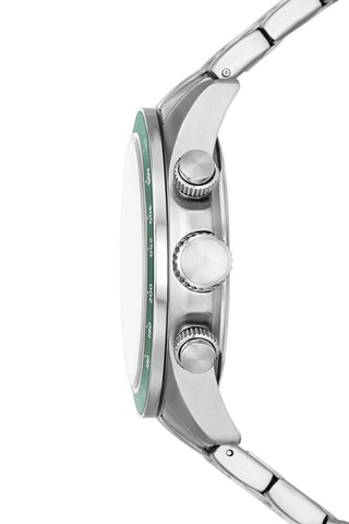 Montre à quartz en acier - Tachymètre et GMT - Argenté et vert foncé