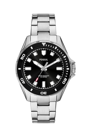 Montre à quartz en acier - Argenté et noir