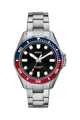 Montre à quartz en acier - Argenté et rouge