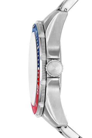 Montre à quartz en acier - Argenté et rouge