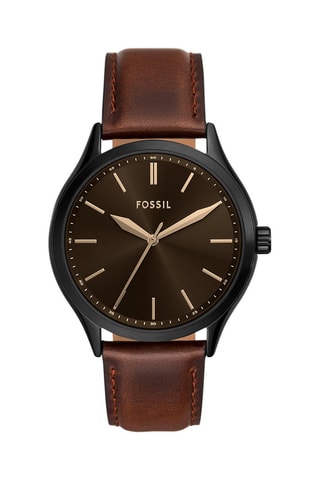 Montre à quartz en cuir - Marron et noir