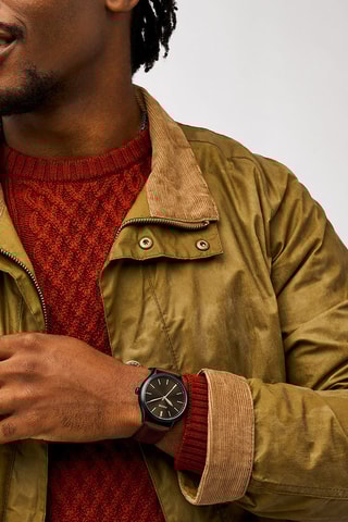 Montre à quartz en cuir - Marron et noir