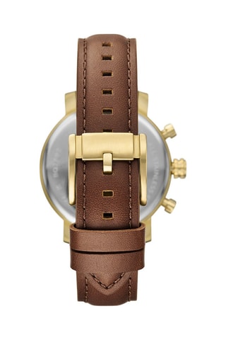Montre à quartz en cuir - Marron et doré