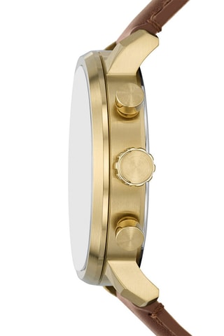 Montre à quartz en cuir - Marron et doré
