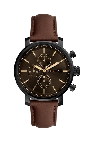 Montre à quartz en cuir - Marron et noir