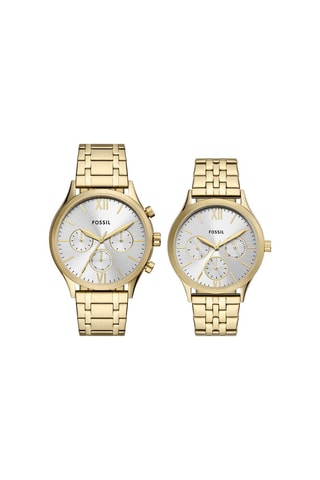 Coffret 2 montres à quartz en acier - Doré et argenté