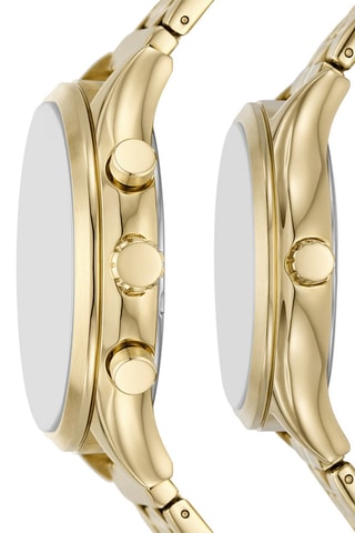 Coffret 2 montres à quartz en acier - Doré et argenté