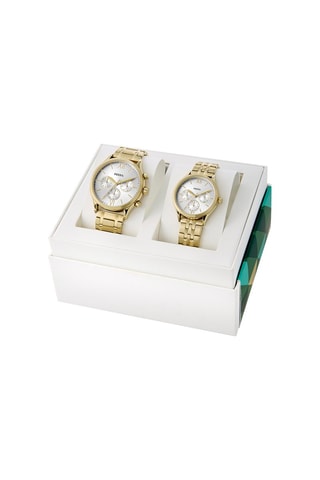 Coffret 2 montres à quartz en acier - Doré et argenté