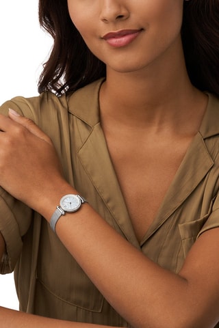 Montre à quartz en acier - Argenté et blanc