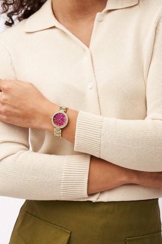 Montre à quartz en acier - Doré et violet