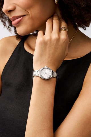 Montre à quartz en acier - Argenté et blanc