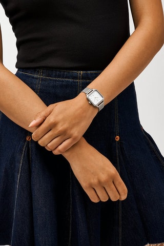 Montre à quartz en acier - Argenté et blanc