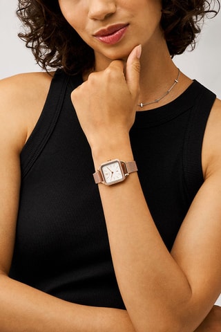 Montre à quartz en acier - Doré rose et blanc