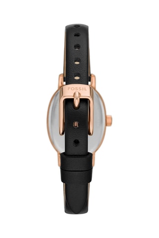 Montre à quartz en cuir - Noir et doré rose