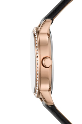 Montre à quartz en cuir - Noir et doré rose