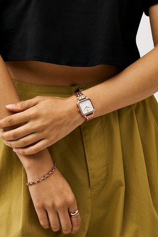 Montre à quartz en acier - Doré rose et blanc