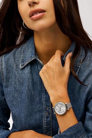 Montre à quartz en acier - Argenté et blanc