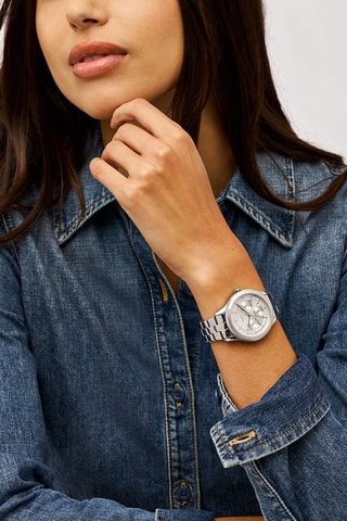 Montre à quartz en acier - Argenté et blanc