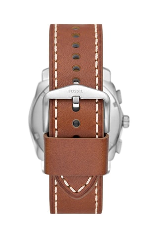 Montre à quartz en cuir - Chronographe - Marron et argenté