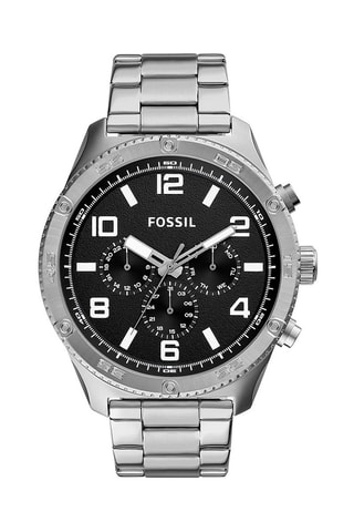 Montre à quartz en acier Brox - Argenté et noir