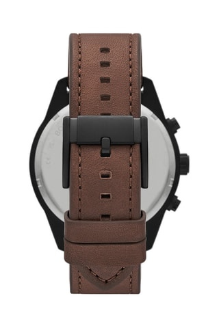 Montre à quartz en cuir Brox - Marron et noir