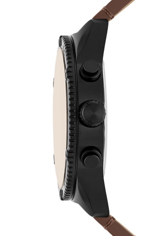 Montre à quartz en cuir Brox - Marron et noir