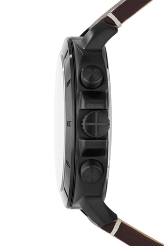 Montre à quartz en cuir - Chronographe  - Marron, vert et noir