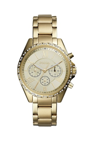 Montre à quartz en acier - Chronographe - Doré et beige