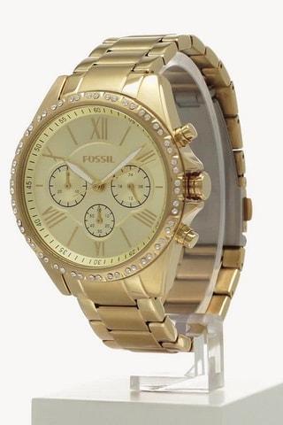 Montre à quartz en acier - Chronographe - Doré et beige