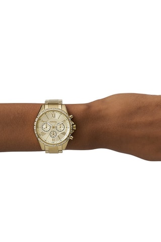 Montre à quartz en acier - Chronographe - Doré et beige