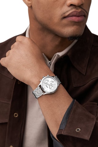 Montre à quartz en acier - Argenté et blanc