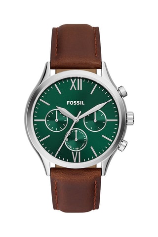 Montre à quartz en cuir - Marron et vert