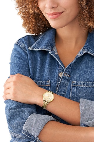 Montre à quartz en acier - Doré