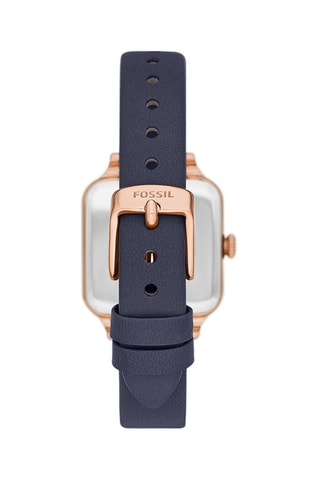 Montre à quartz en cuir - Bleu et doré rose