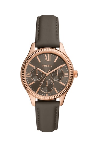 Montre à quartz en cuir - Gris et doré rose
