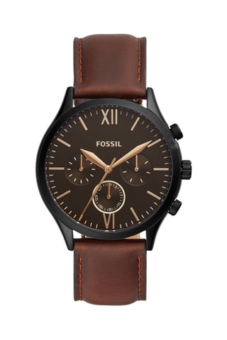 Montre à quartz en cuir - Marron et noir