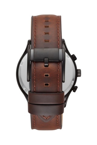 Montre à quartz en cuir - Marron et noir