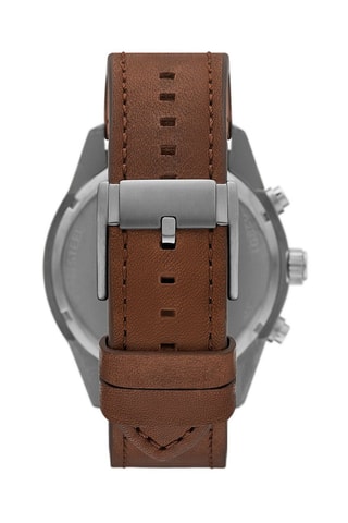 Montre à quartz en cuir Brox - Marron et argenté