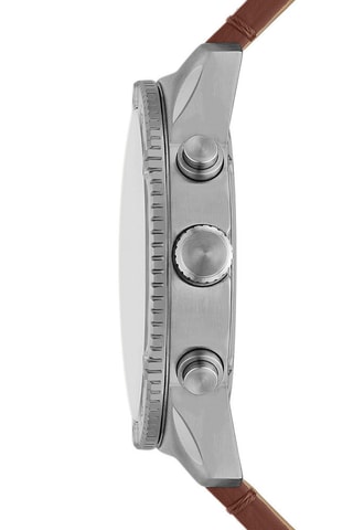 Montre à quartz en cuir Brox - Marron et argenté