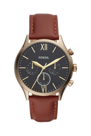 Montre à quartz en cuir - Marron et gris foncé