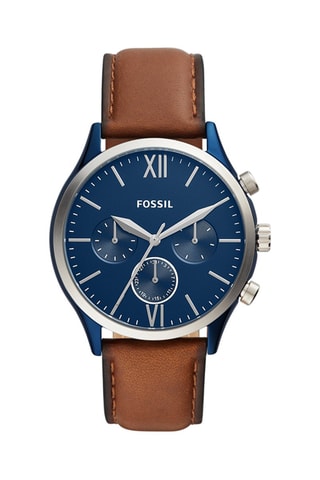 Montre à quartz en cuir Fenmore - Marron et bleu
