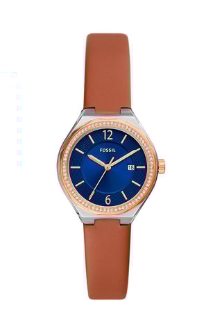 Montre à quartz en cuir Eevie - Marron et doré rose