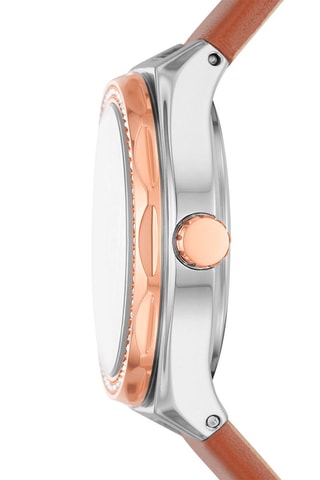 Montre à quartz en cuir Eevie - Marron et doré rose