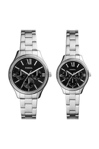 Coffret 2 montres à quartz en acier Rye - Argenté et noir